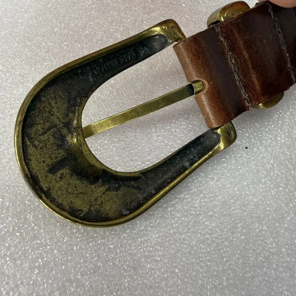 Amsterdam Heritage Leather Belt Women 95 M/L Brown Luxe Italian Leather Hardware